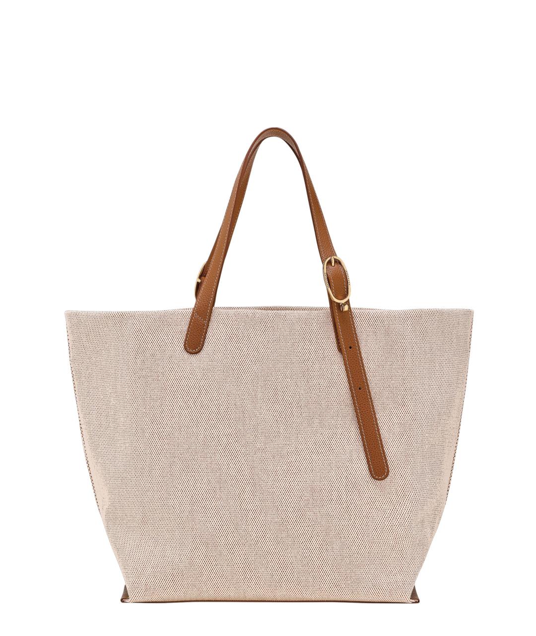 LONGCHAMP Бежевая тканевая сумка тоут, фото 2