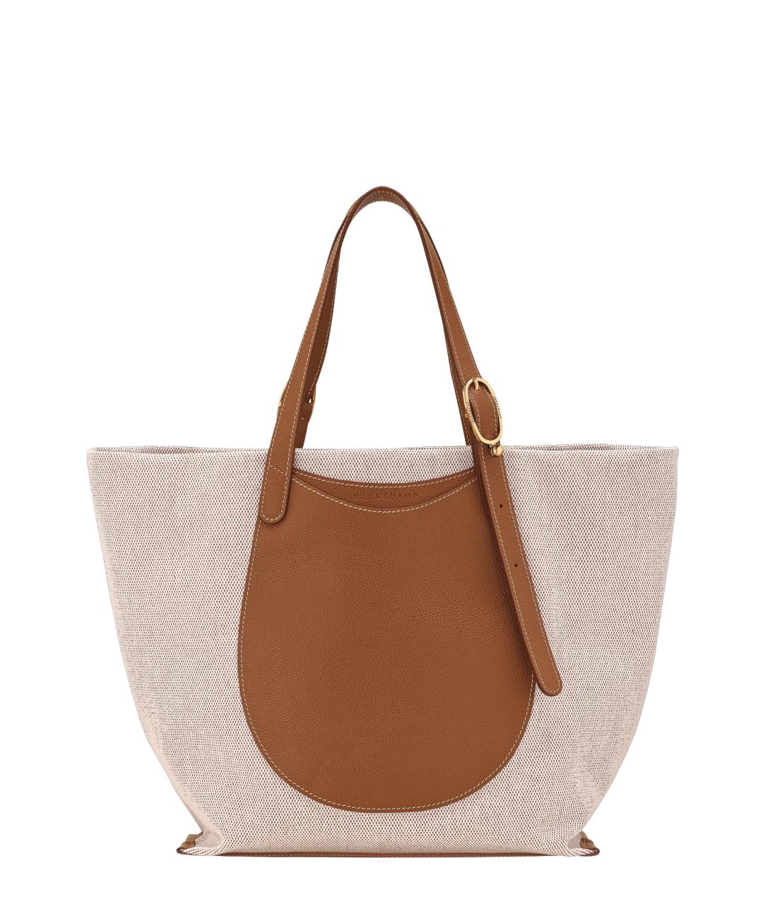 LONGCHAMP Бежевая тканевая сумка тоут, фото 1