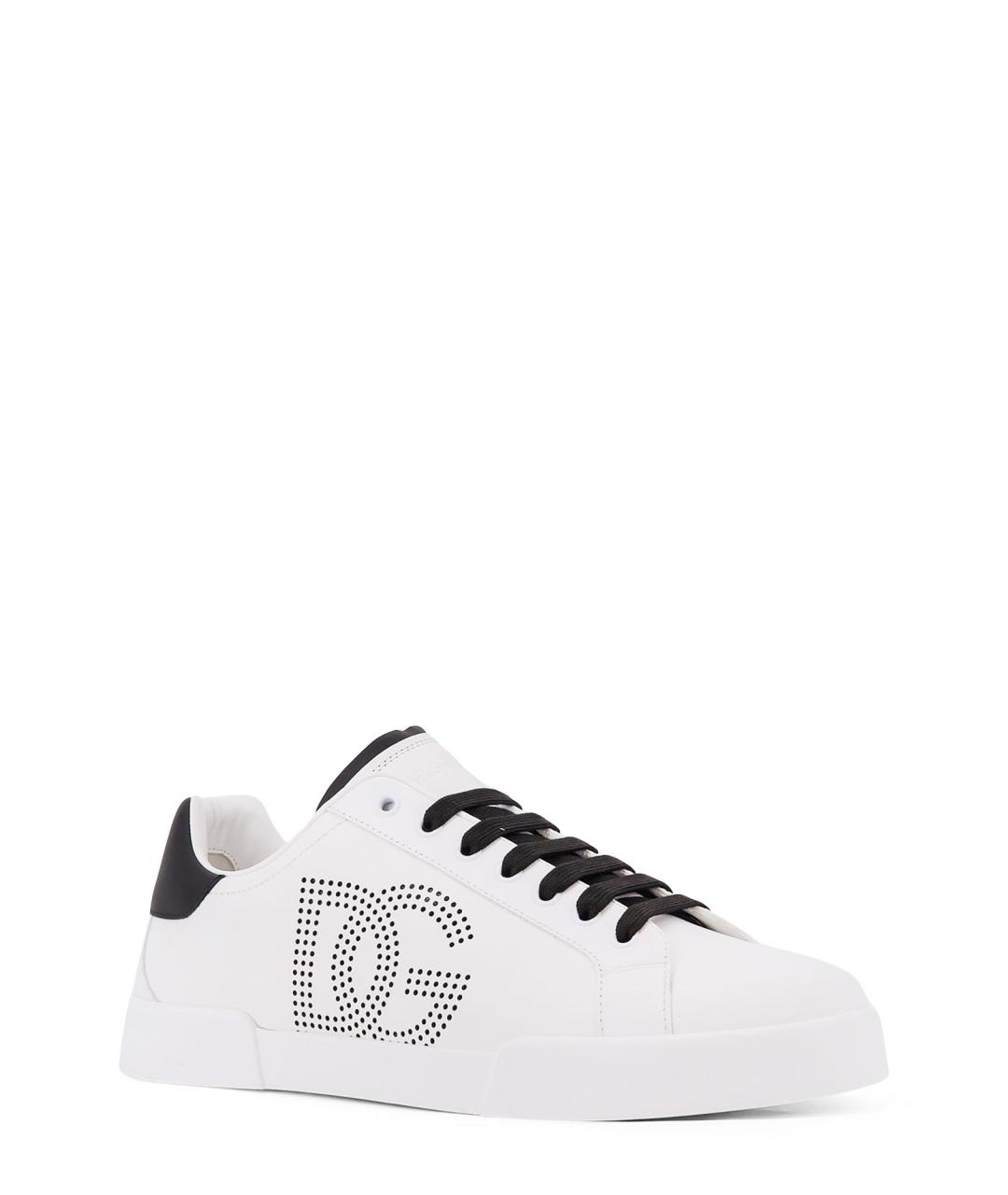 DOLCE&GABBANA Белые кожаные низкие кроссовки / кеды, фото 2