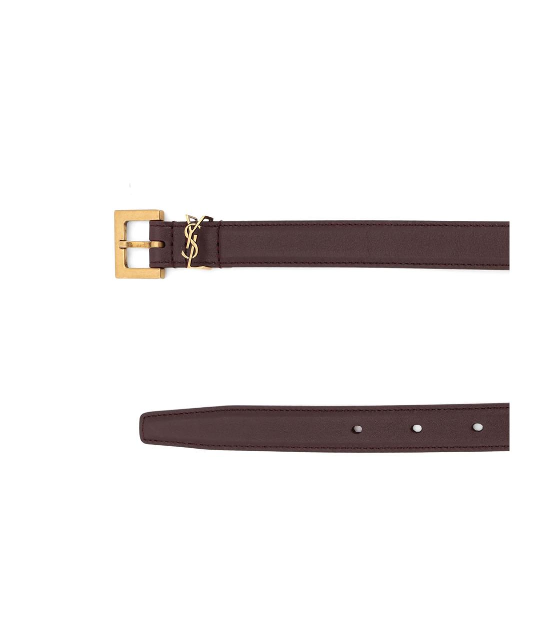 SAINT LAURENT Бордовый кожаный ремень, фото 2