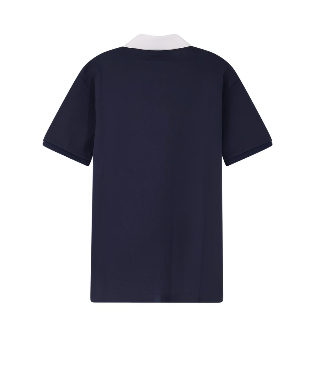 GUCCI Темно-синее хлопковое поло с коротким рукавом, фото 2