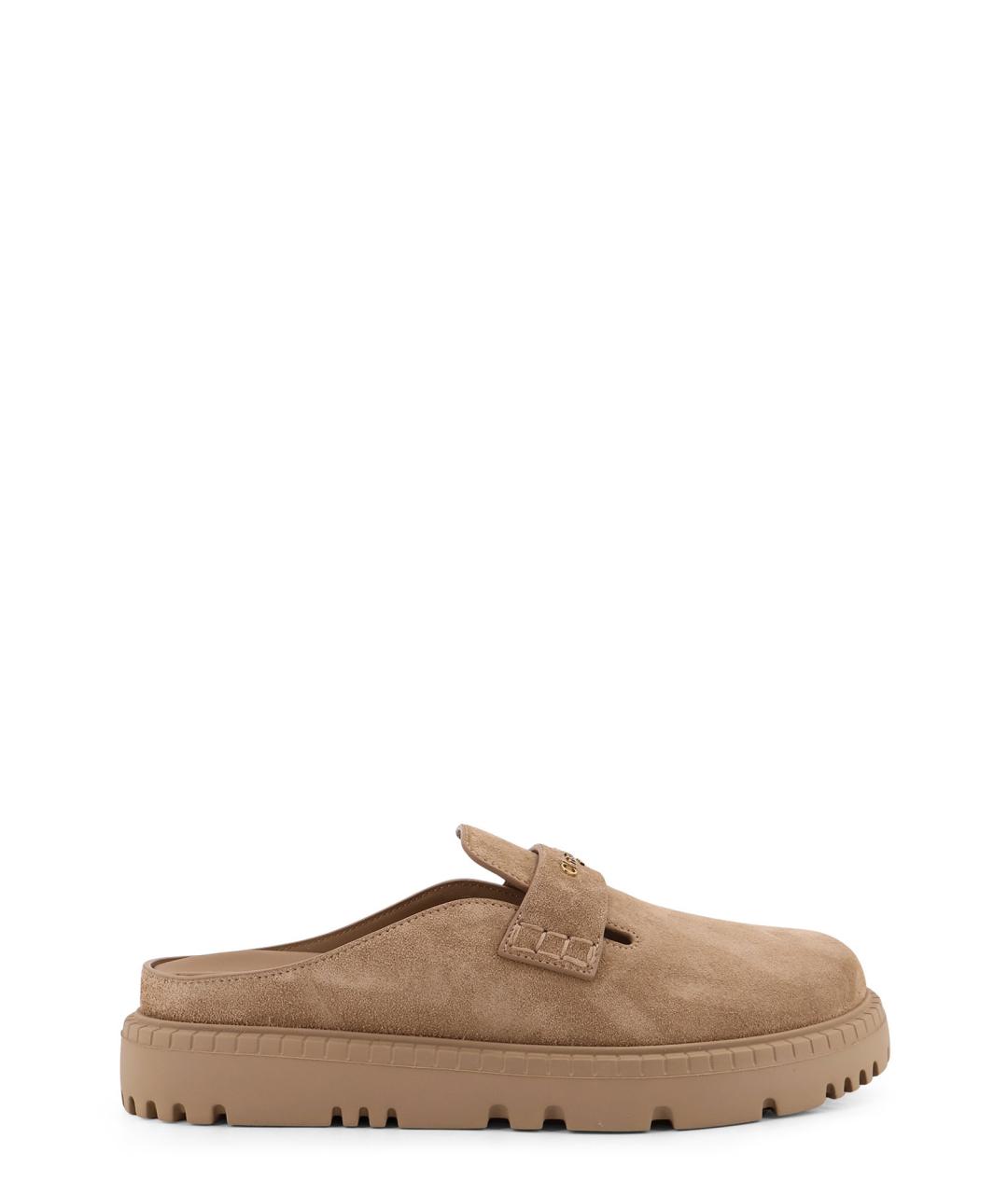 CHRISTIAN DIOR Бежевые замшевые мюли, фото 1