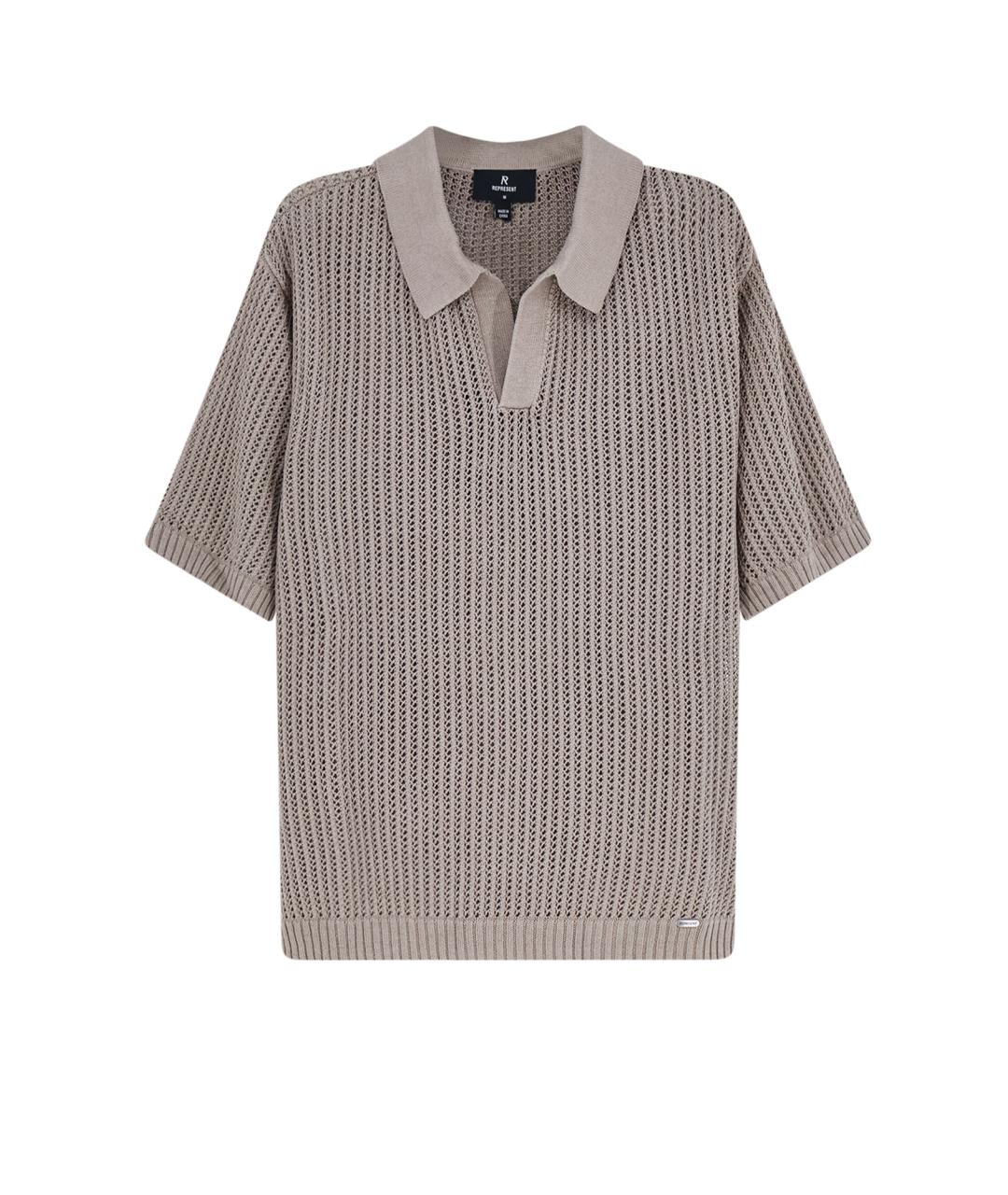 REPRESENT Серое хлопковое поло с коротким рукавом, фото 1
