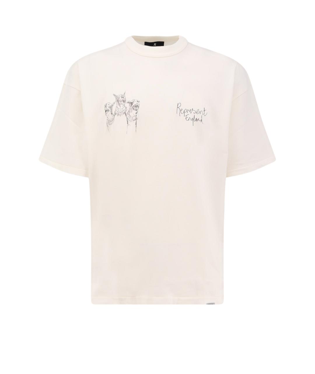 REPRESENT Бежевая хлопковая футболка, фото 1