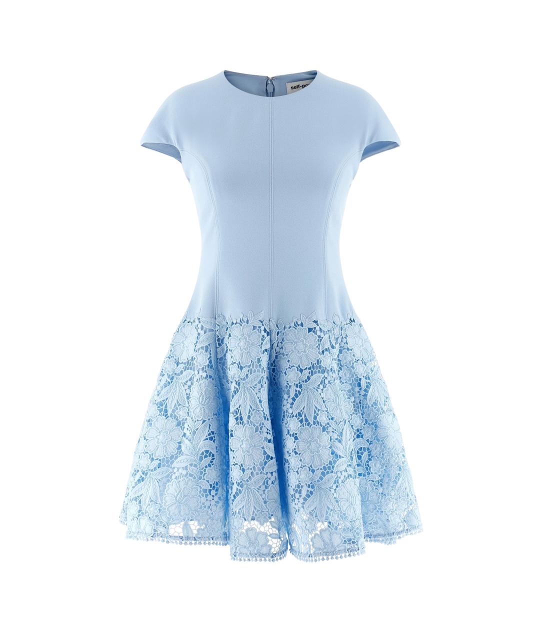 SELF-PORTRAIT Голубое полиэстеровое повседневное платье, фото 4