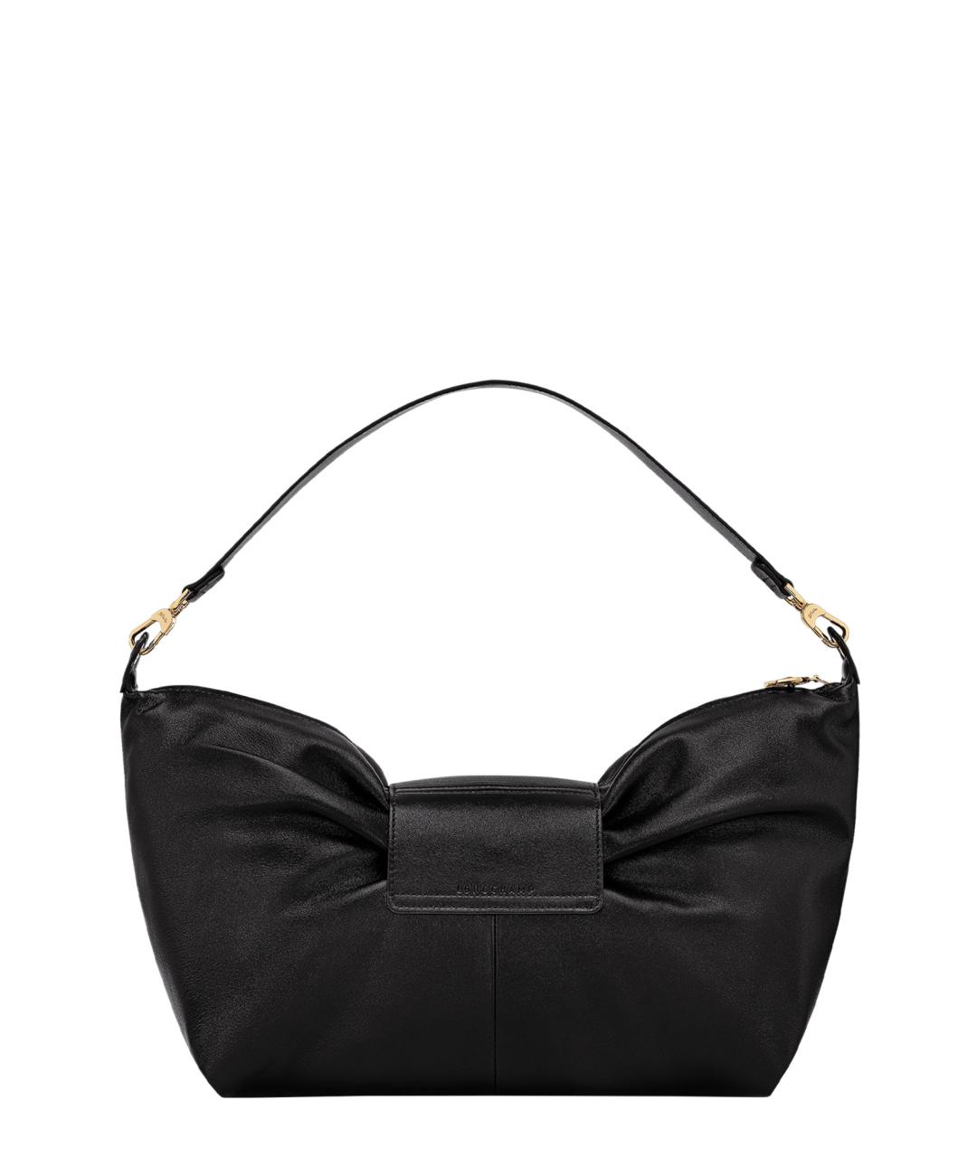 LONGCHAMP Черная кожаная сумка через плечо, фото 2