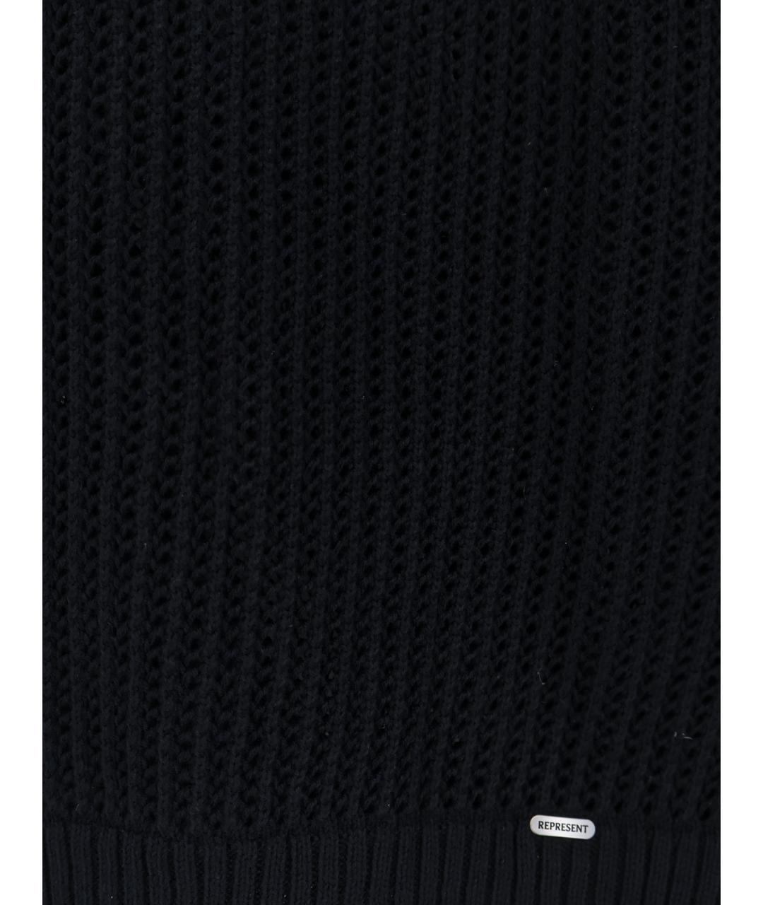 REPRESENT Черное хлопковое поло с коротким рукавом, фото 3