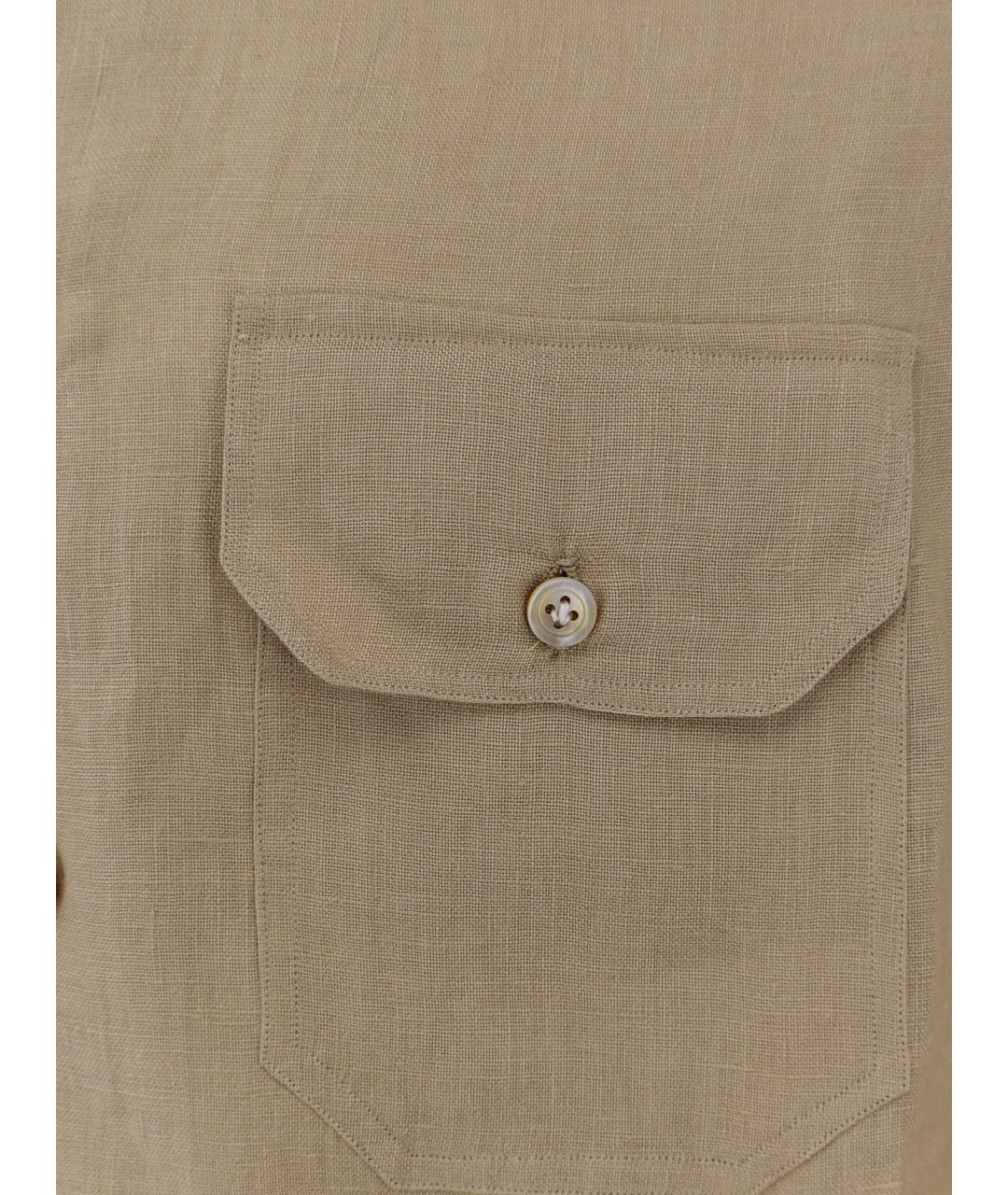 KITON Бежевая льняная кэжуал рубашка, фото 3