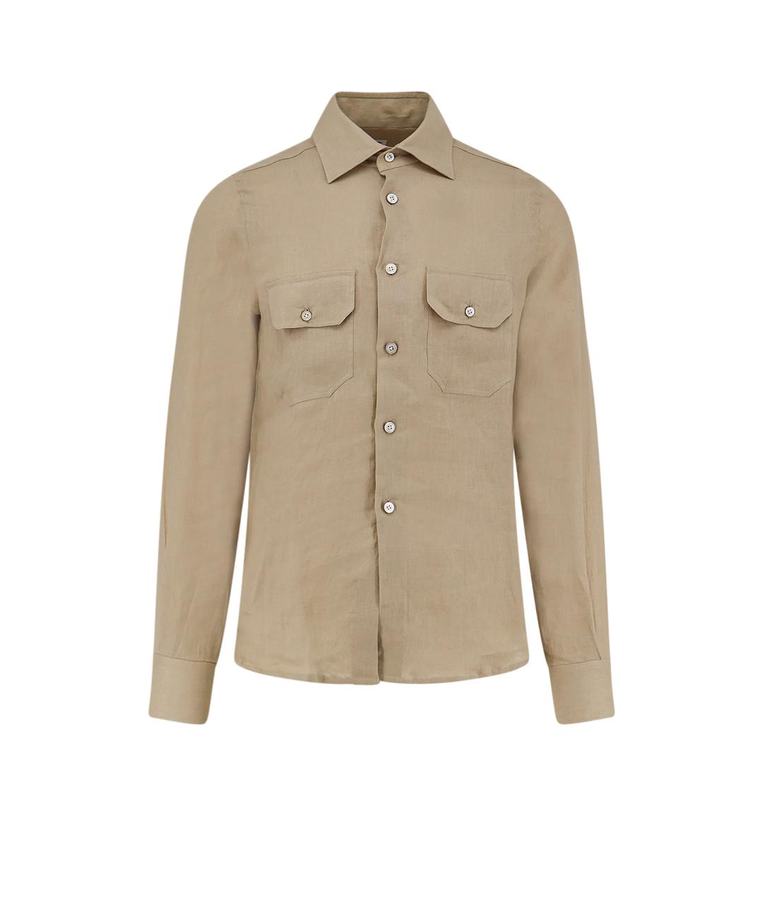 KITON Бежевая льняная кэжуал рубашка, фото 1