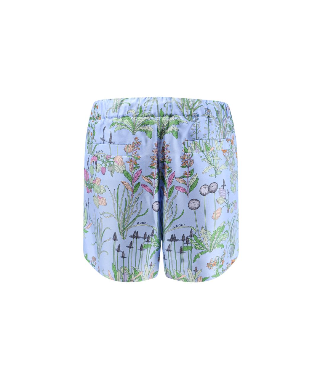 GUCCI Голубые шелковые шорты, фото 2