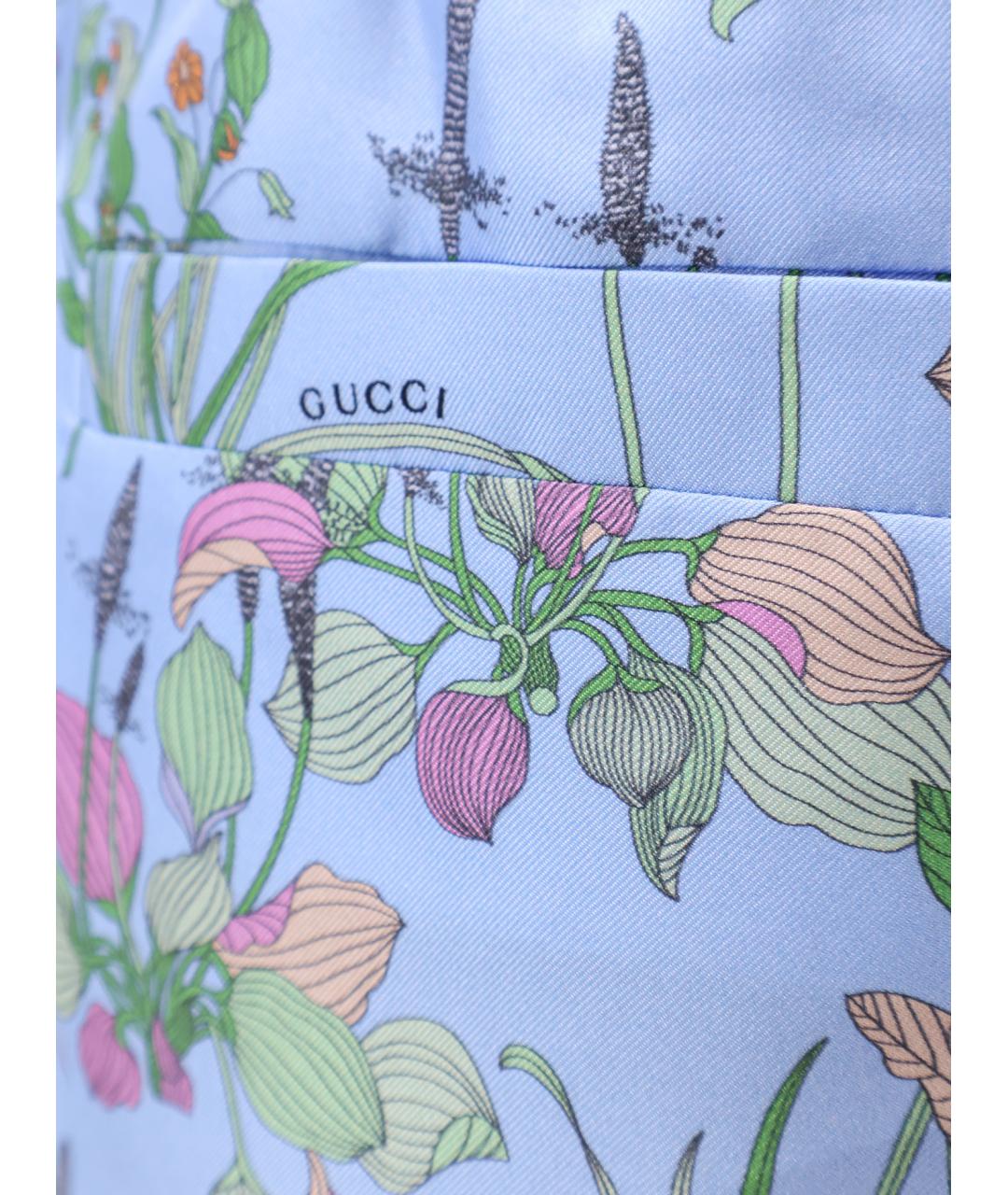 GUCCI Голубые шелковые шорты, фото 3