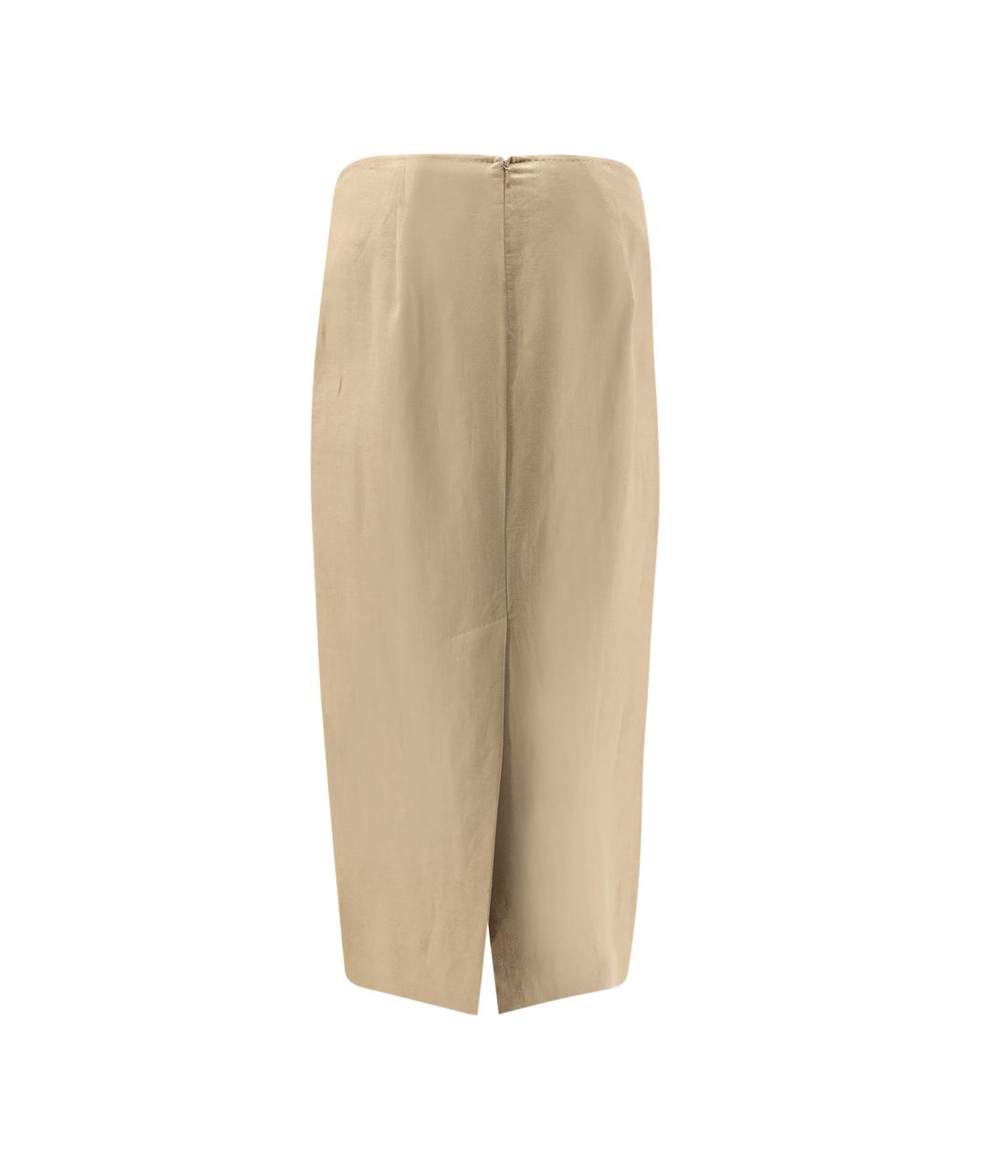 MAX MARA Бежевая льняная юбка миди, фото 2