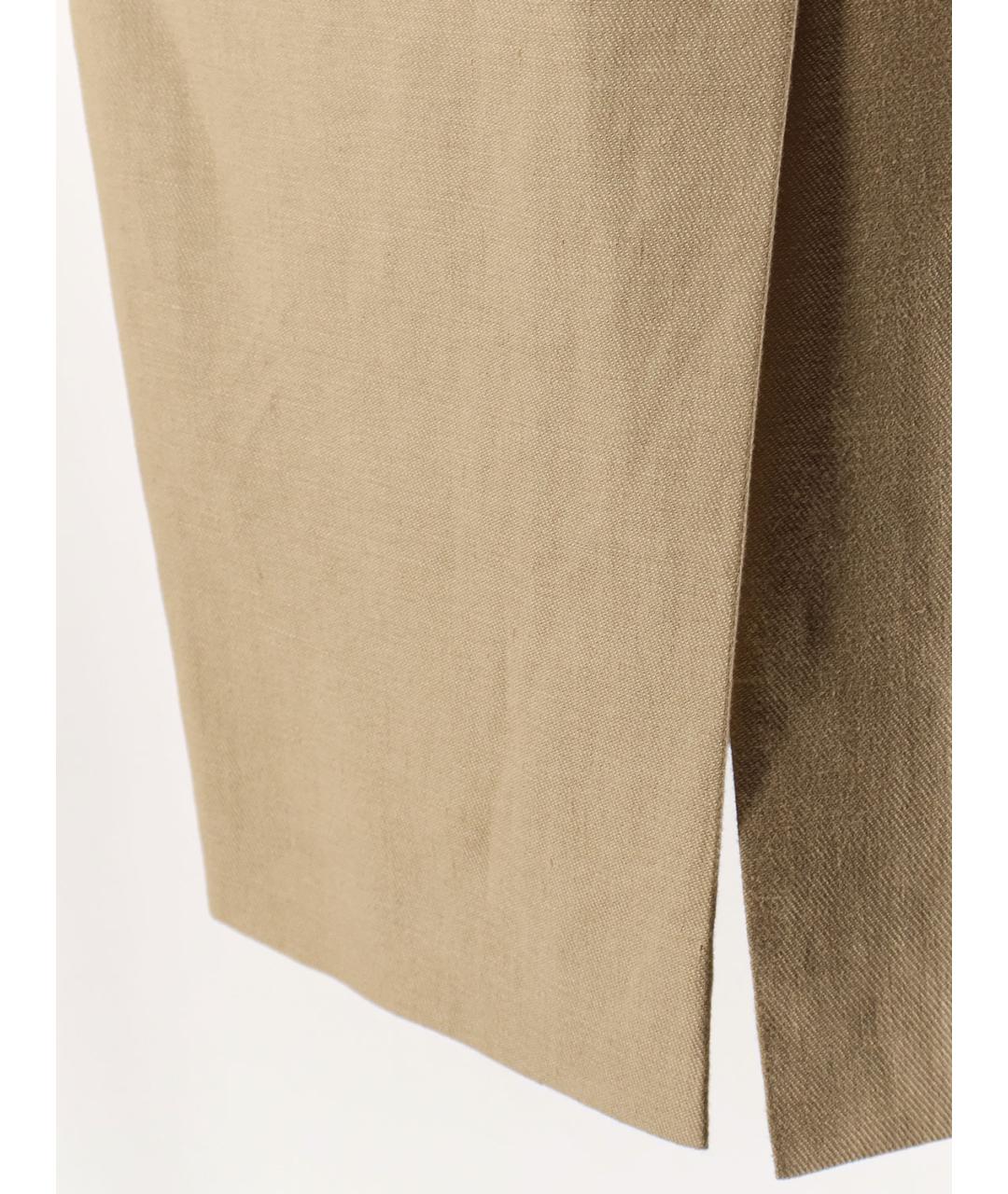 MAX MARA Бежевая льняная юбка миди, фото 3