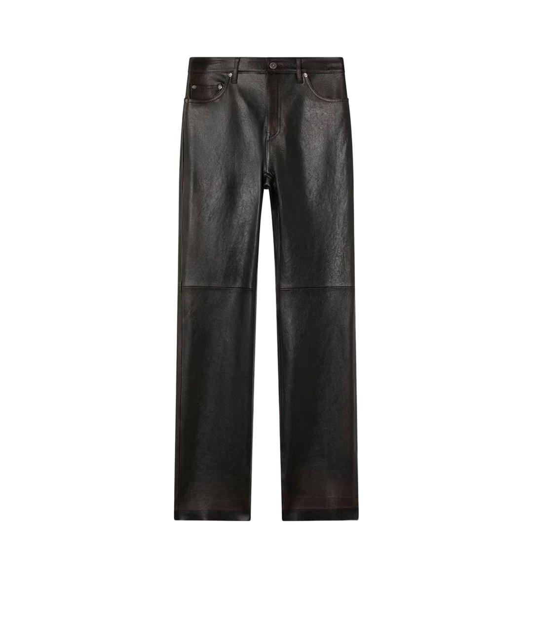 GOLDEN GOOSE DELUXE BRAND Коричневые кожаные прямые брюки, фото 1