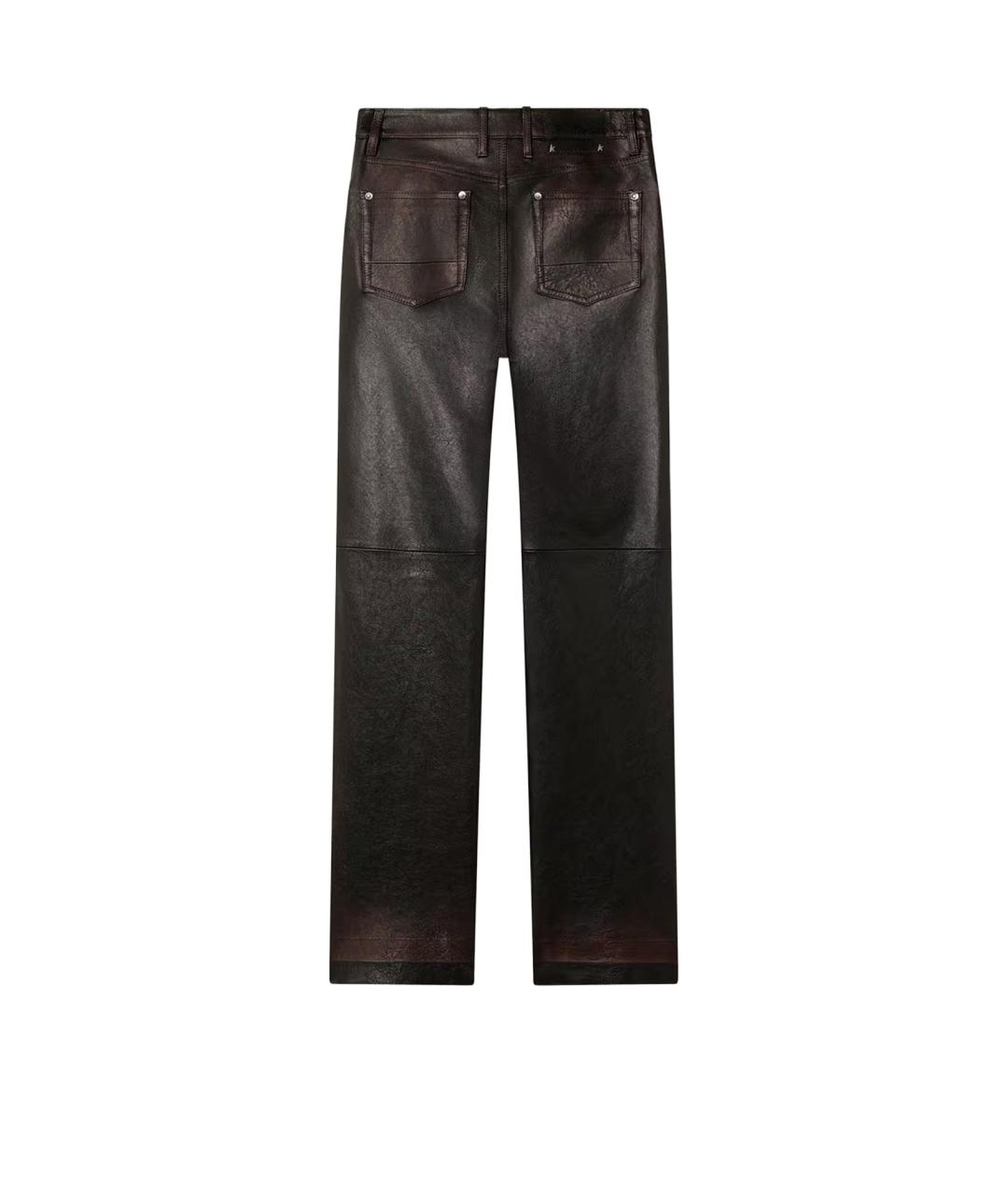 GOLDEN GOOSE DELUXE BRAND Коричневые кожаные прямые брюки, фото 2