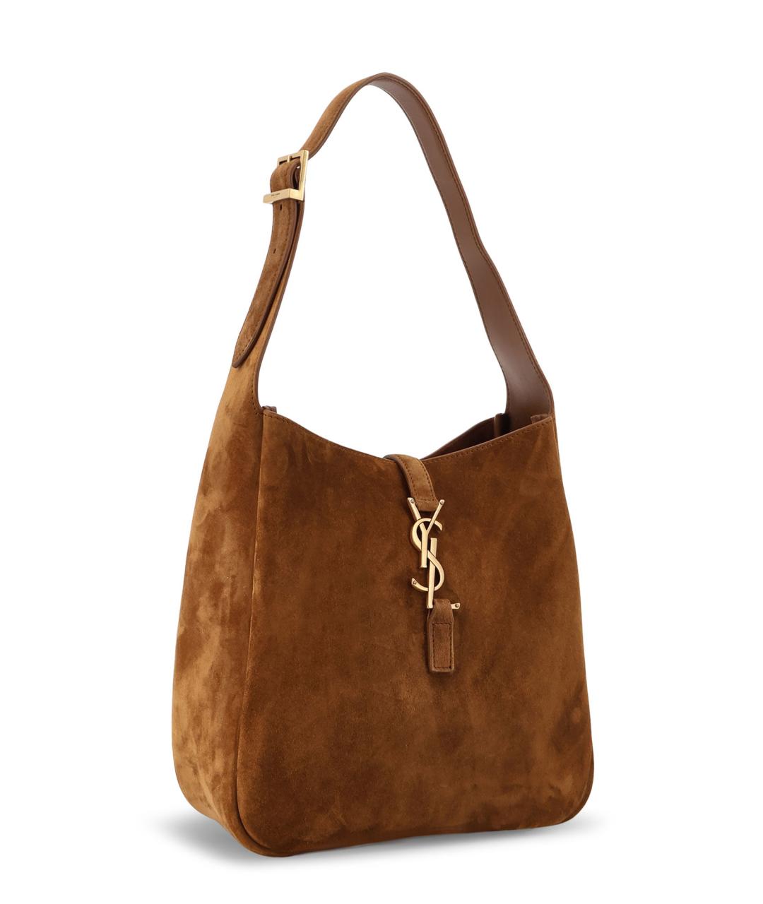 SAINT LAURENT Коричневая замшевая сумка через плечо, фото 3