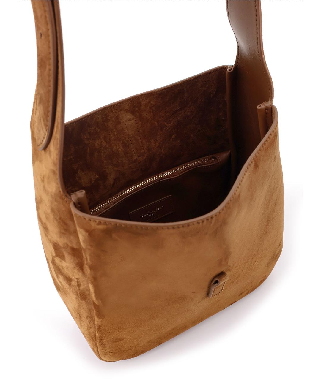 SAINT LAURENT Коричневая замшевая сумка через плечо, фото 4