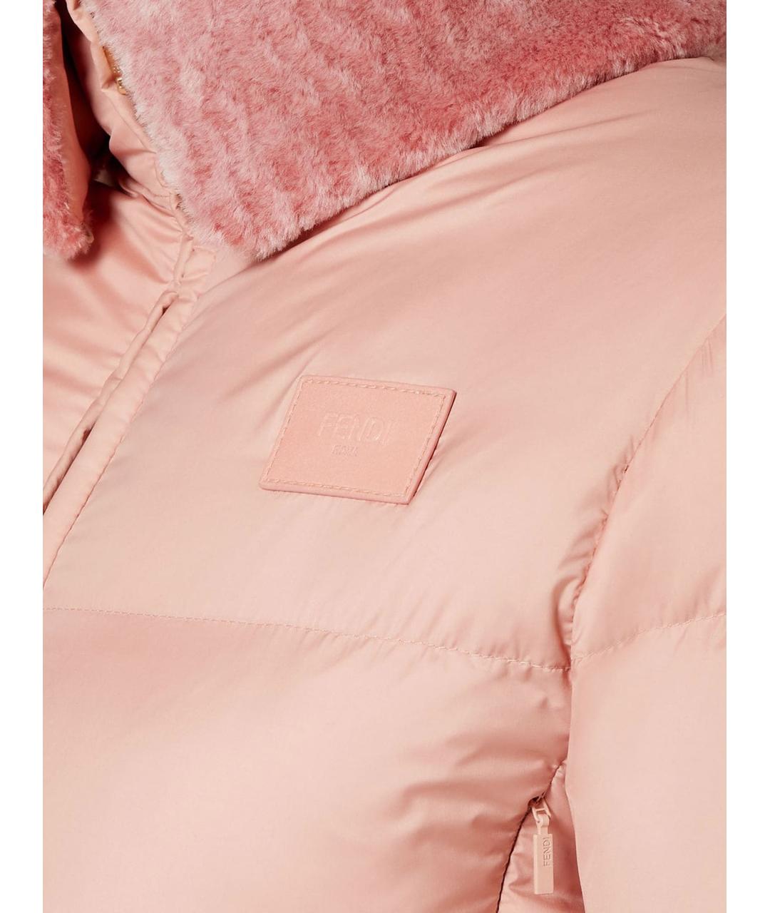 FENDI Розовый полиамидовый пуховик, фото 3