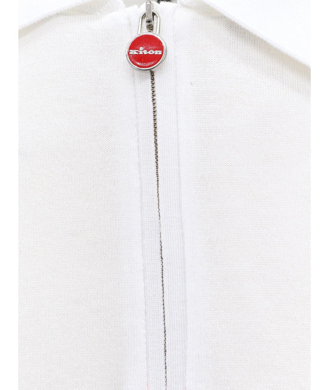 KITON Белое хлопковое поло с коротким рукавом, фото 3