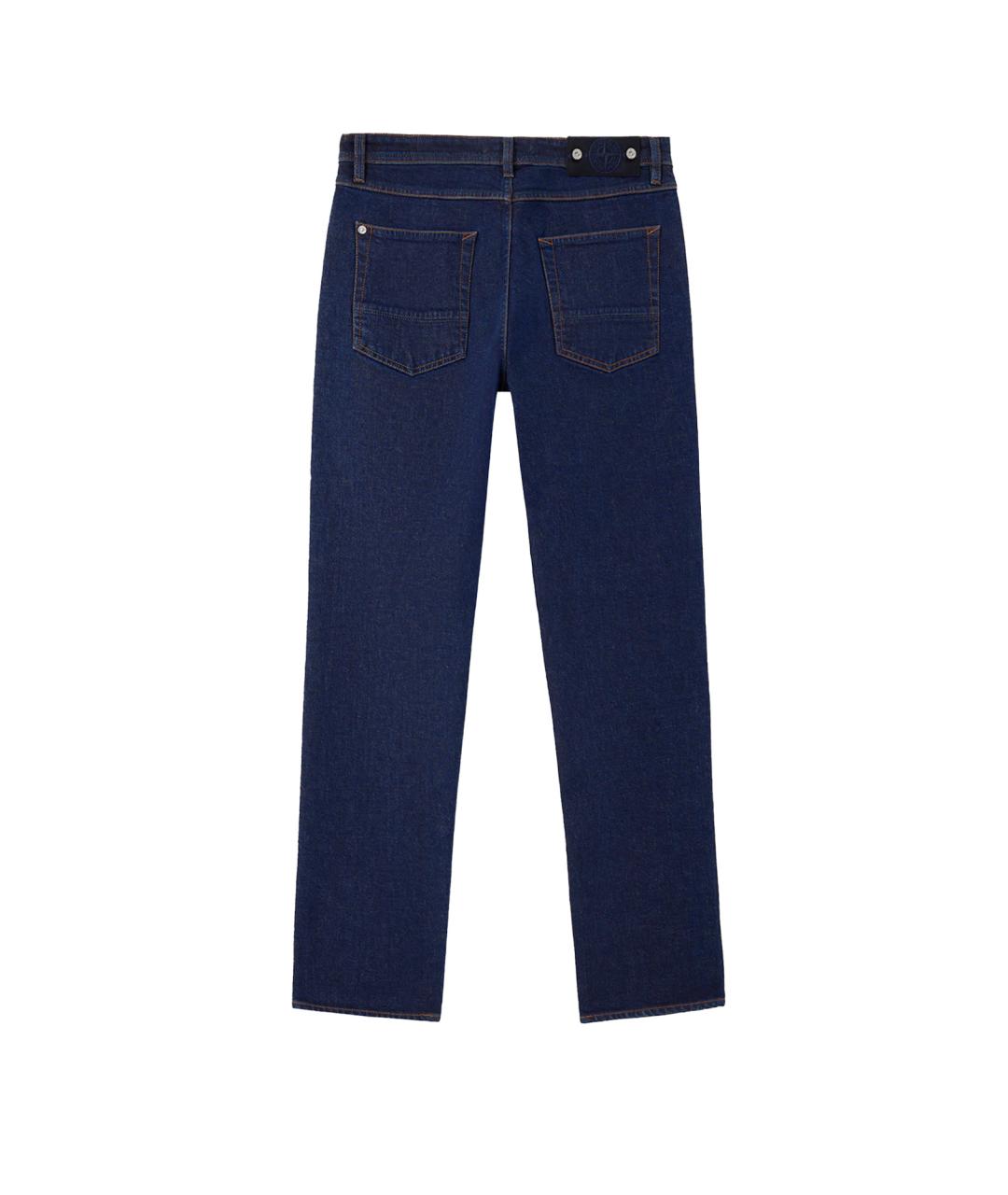 STONE ISLAND Синие хлопко-эластановые прямые джинсы, фото 2