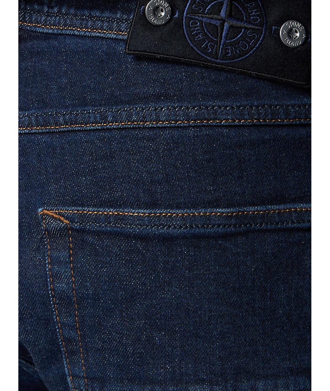 STONE ISLAND Синие хлопко-эластановые прямые джинсы, фото 3