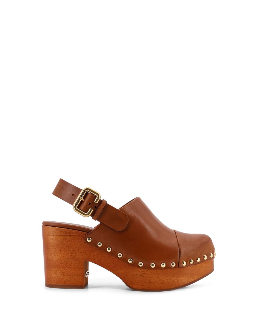 CHLOE Коричневые кожаные сабо, фото 1