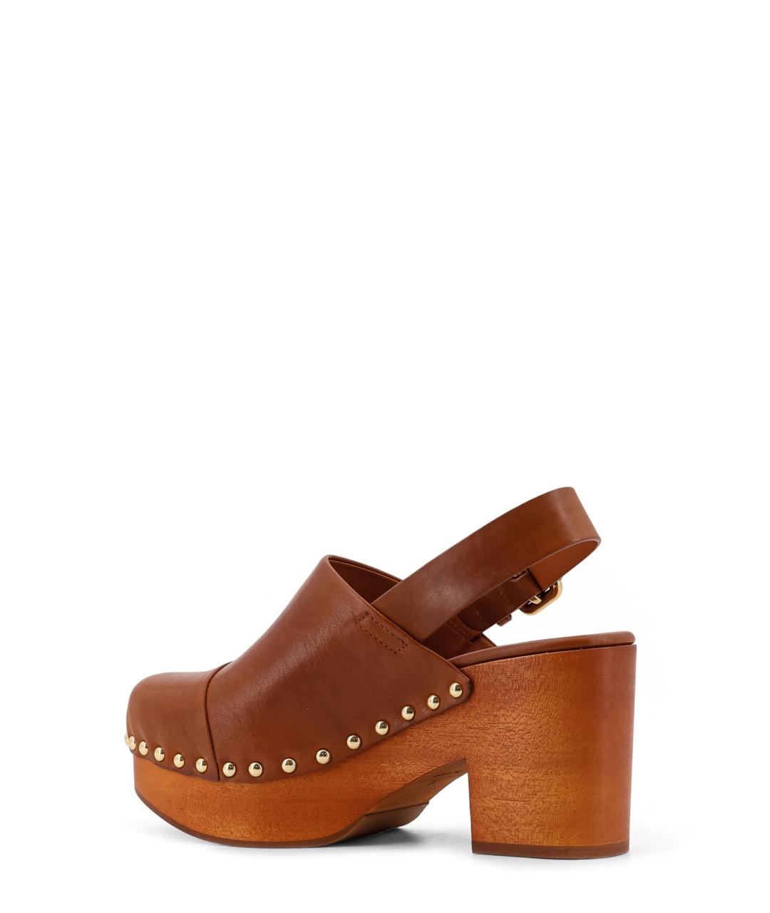 CHLOE Коричневые кожаные сабо, фото 3