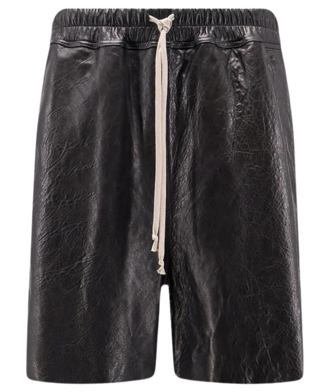 RICK OWENS Черные кожаные шорты, фото 1