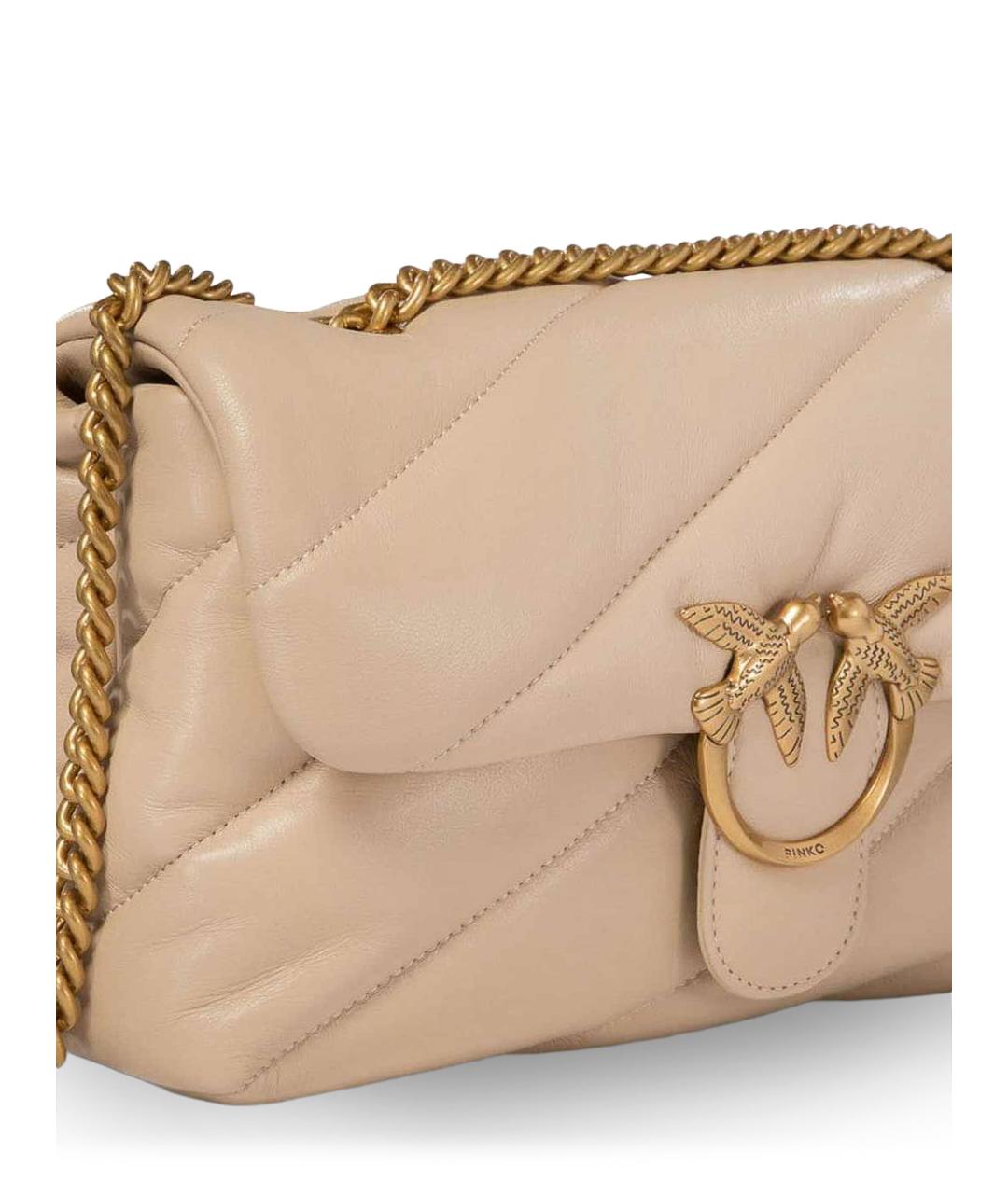 PINKO Бежевая кожаная сумка через плечо, фото 4