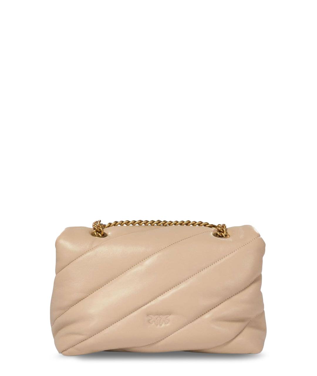 PINKO Бежевая кожаная сумка через плечо, фото 2