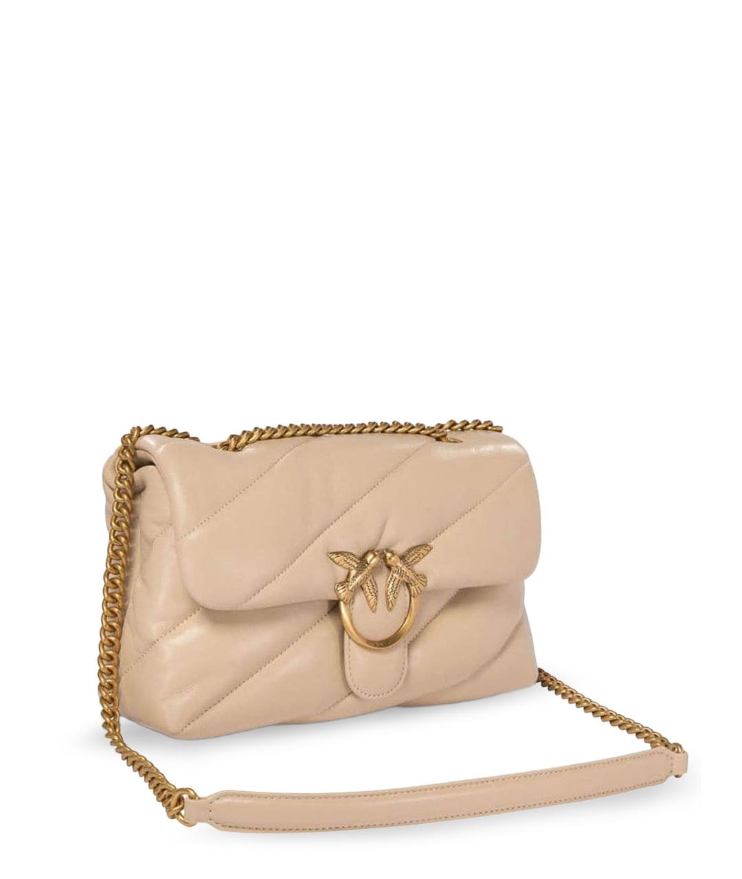 PINKO Бежевая кожаная сумка через плечо, фото 3