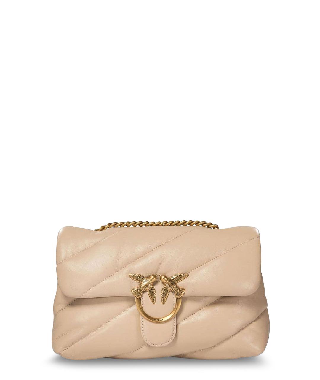 PINKO Бежевая кожаная сумка через плечо, фото 1