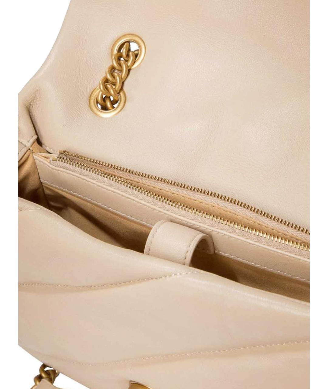 PINKO Бежевая кожаная сумка через плечо, фото 5