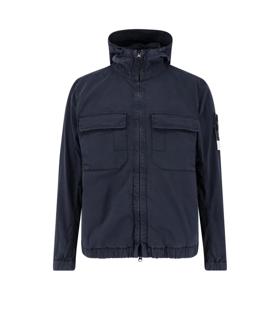 STONE ISLAND Темно-синяя хлопко-эластановая куртка, фото 1
