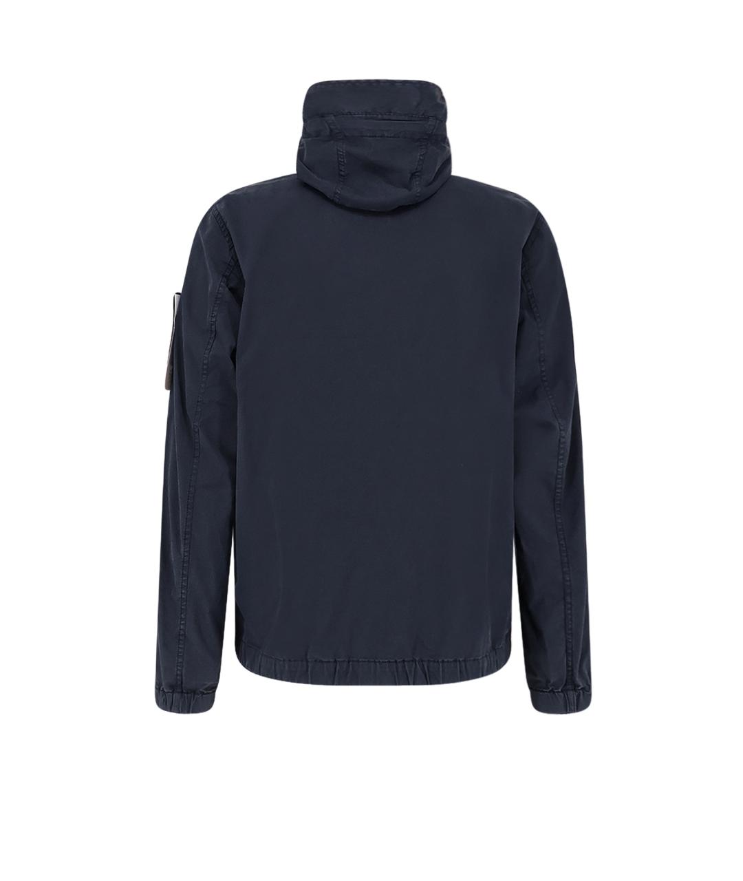 STONE ISLAND Темно-синяя хлопко-эластановая куртка, фото 2