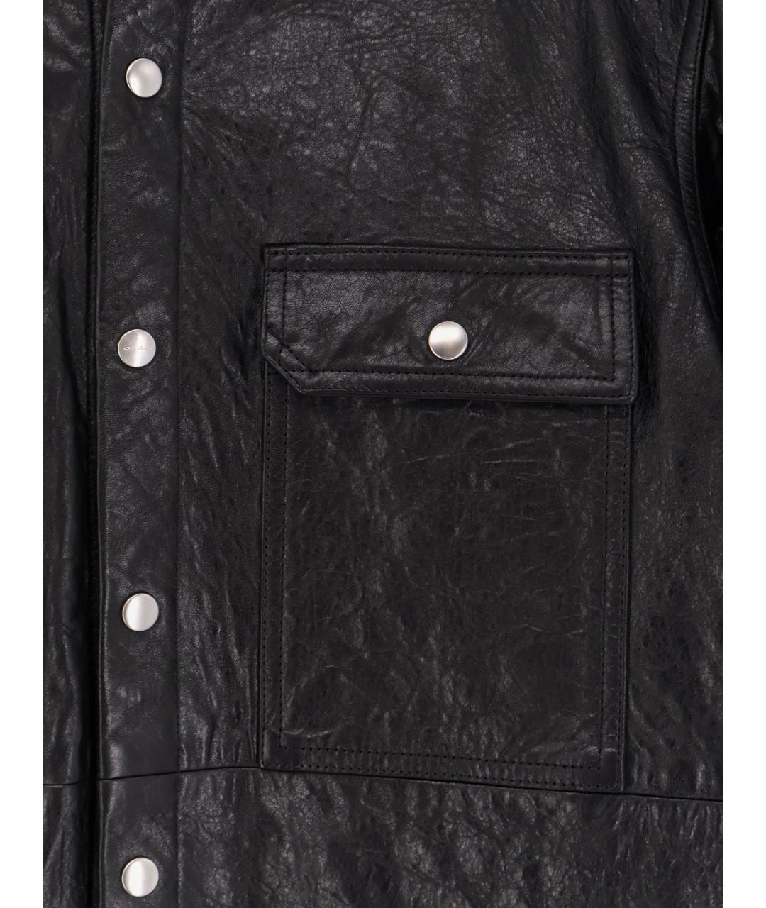 RICK OWENS Черная кожаная куртка, фото 3