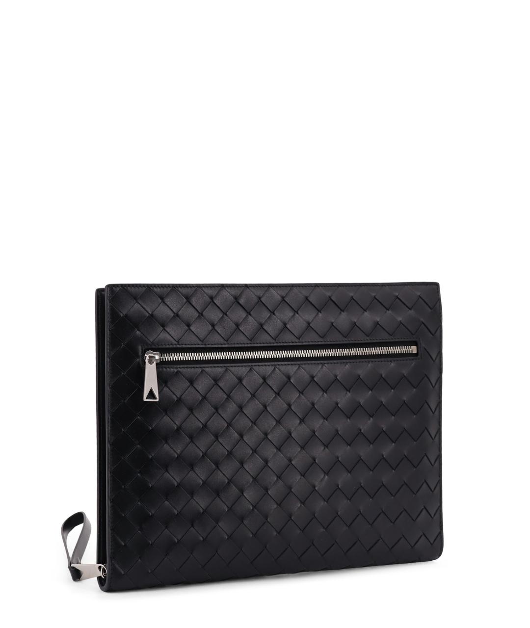 BOTTEGA VENETA Черная кожаная папка для документов, фото 3