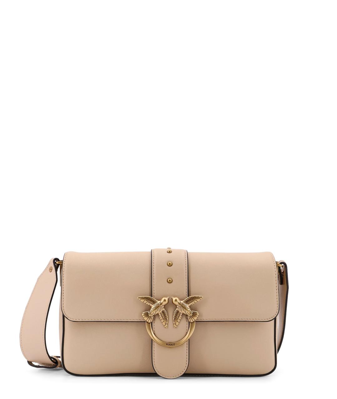 PINKO Бежевая кожаная сумка через плечо, фото 1