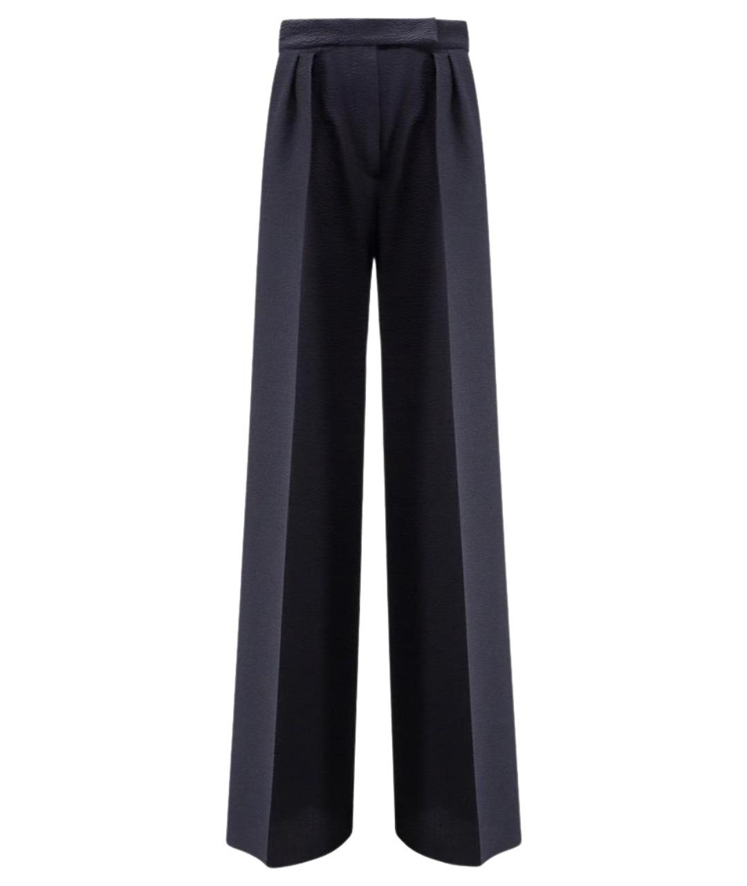MAX MARA Темно-синие шерстяные брюки широкие, фото 1