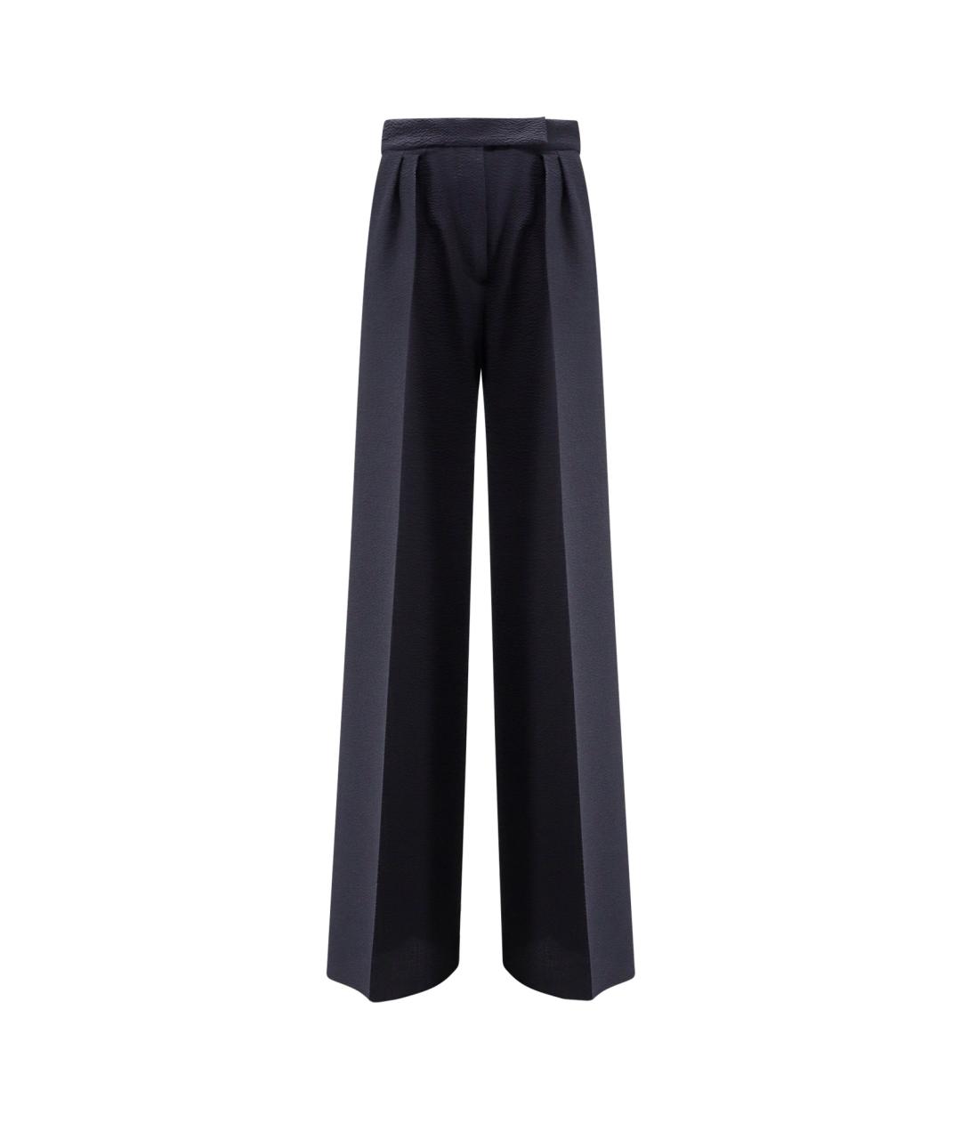 MAX MARA Темно-синие шерстяные брюки широкие, фото 4