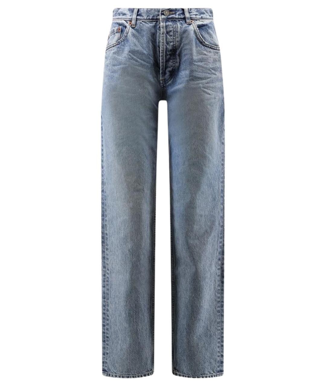 SAINT LAURENT Синие хлопковые прямые джинсы, фото 1