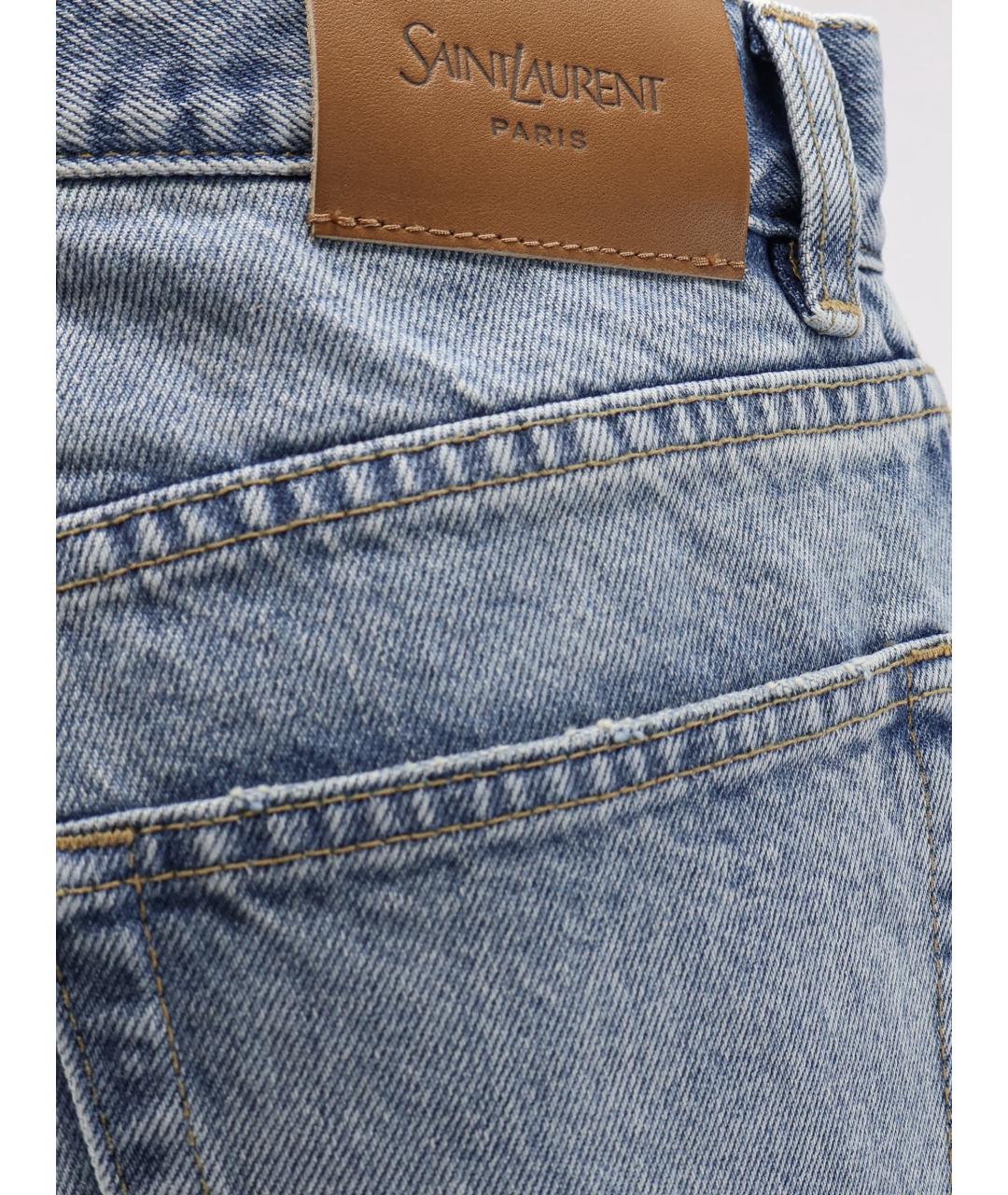 SAINT LAURENT Синие хлопковые прямые джинсы, фото 3