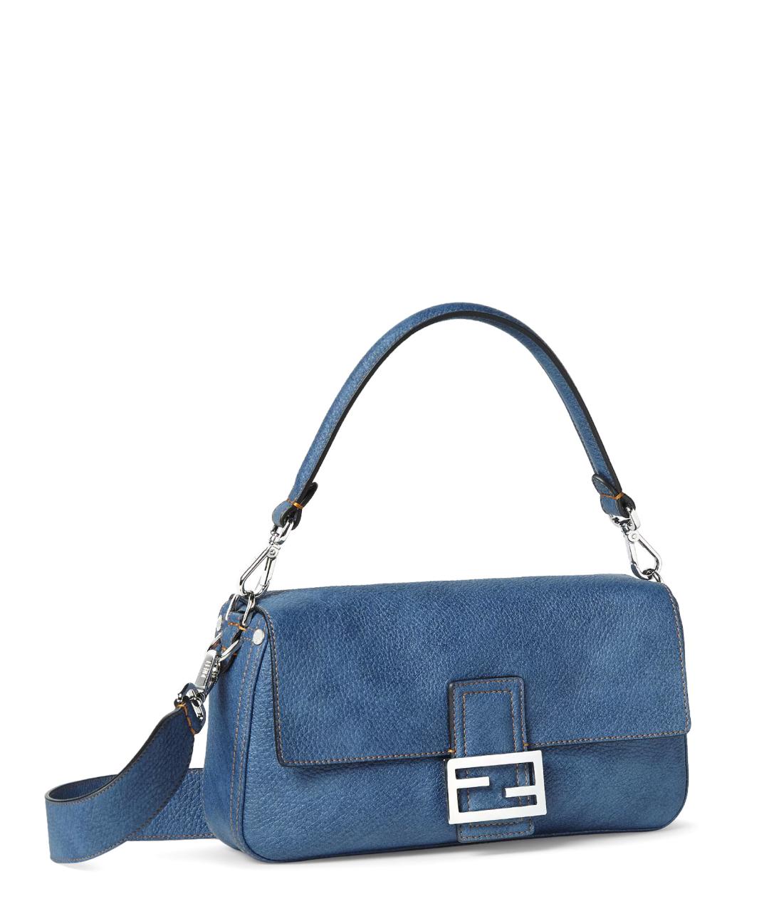 FENDI Голубая кожаная сумка через плечо, фото 3