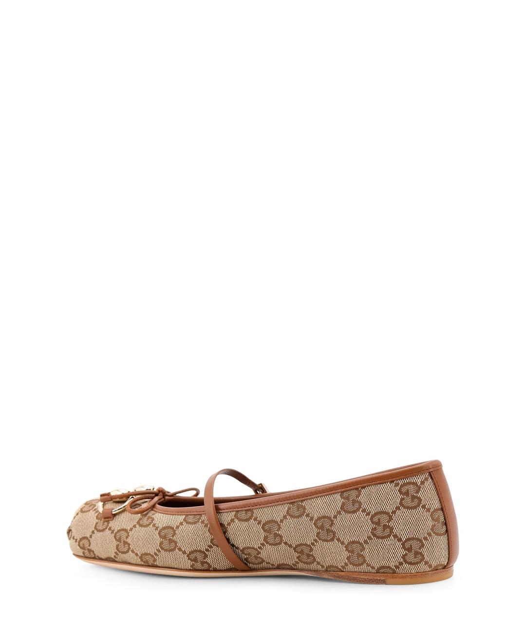 GUCCI Бежевые текстильные балетки, фото 3