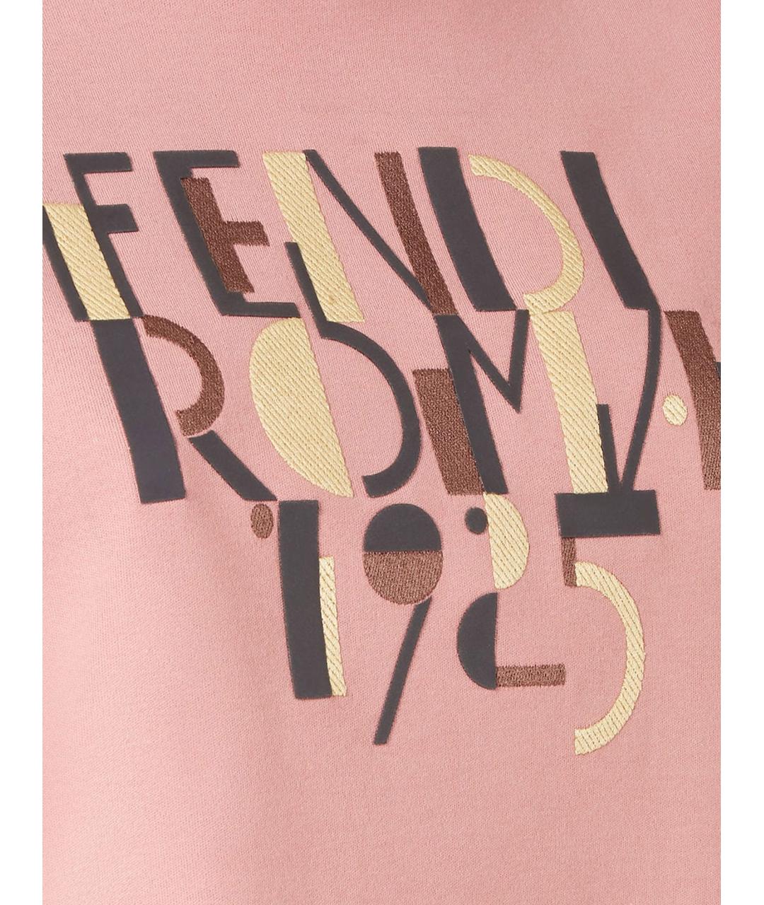 FENDI Розовая хлопковая футболка, фото 3