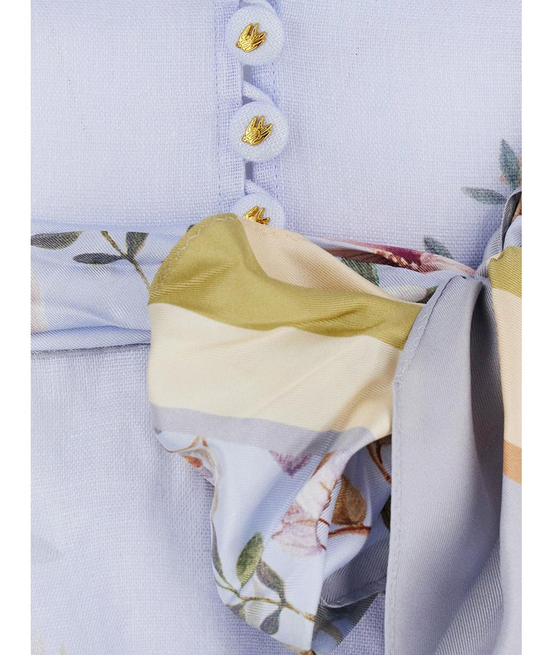 ZIMMERMANN Голубое льняное коктейльное платье, фото 3