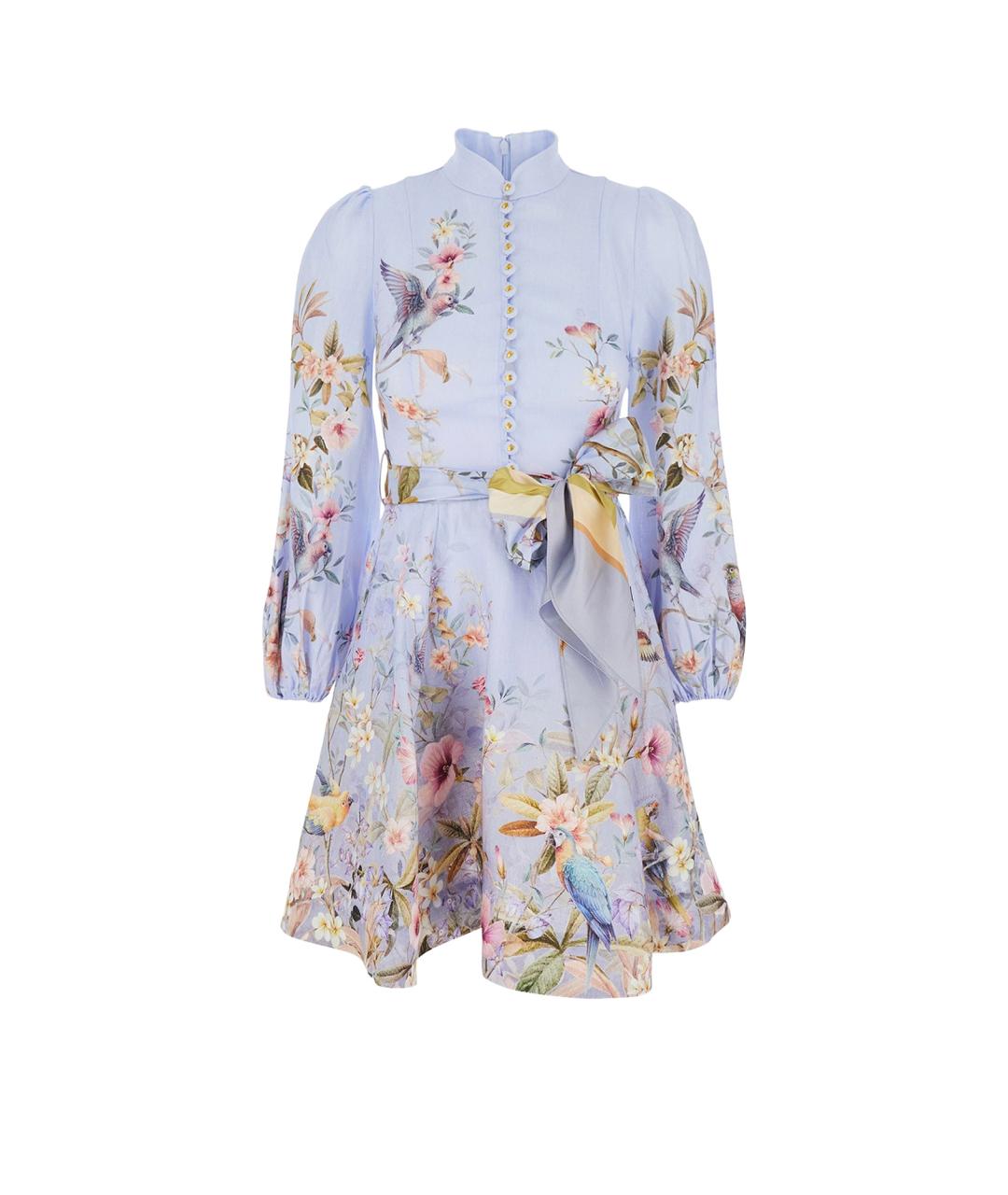 ZIMMERMANN Голубое льняное коктейльное платье, фото 1