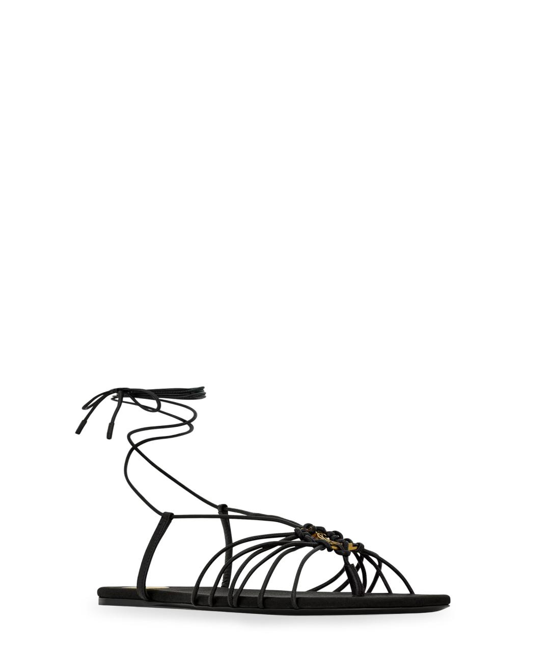 SAINT LAURENT Черные кожаные сандалии, фото 2
