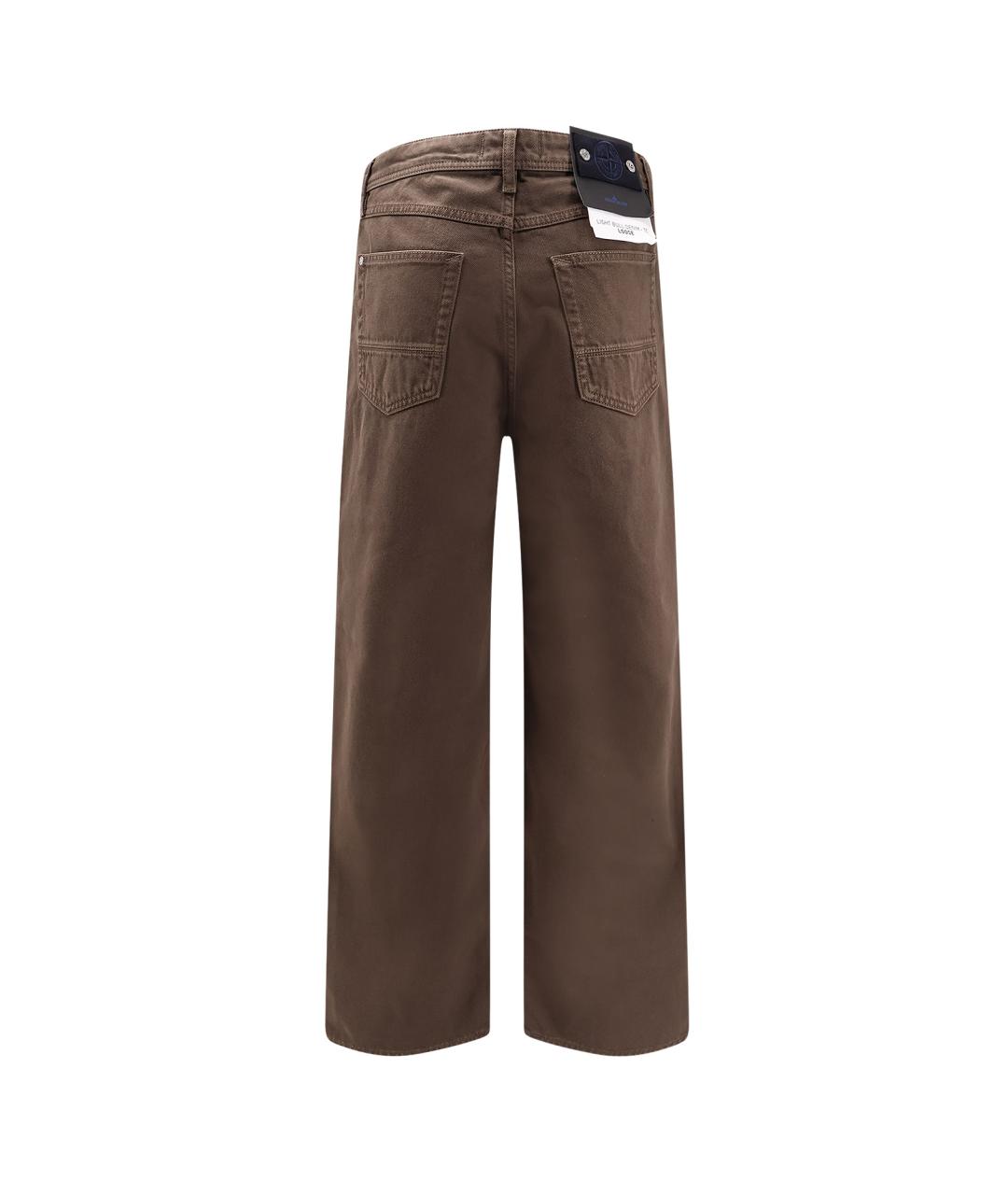 STONE ISLAND Коричневые хлопковые прямые джинсы, фото 2