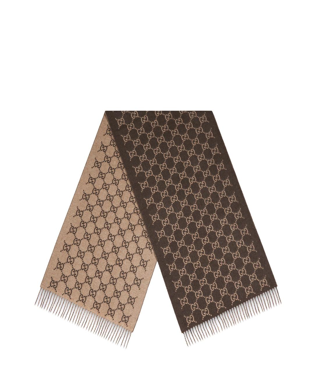 GUCCI Коричневый кашемировый шарф, фото 1